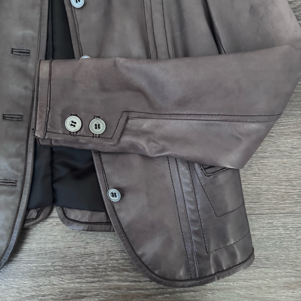 Danier Brown Leather Button-Front Jacket XXS–S - Picture 11 of 17